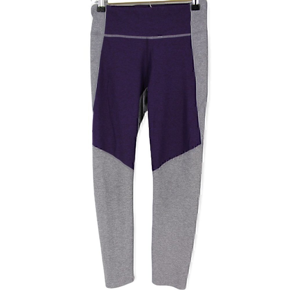 OUTDOOR VOICES purple grey colorblock cropped leggings Small 24" Inseam